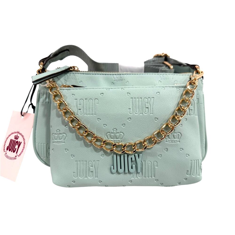Juicy Couture Mint Double Pouch Crossbody Bag Chain Strap Y2K Glam NWT Purse